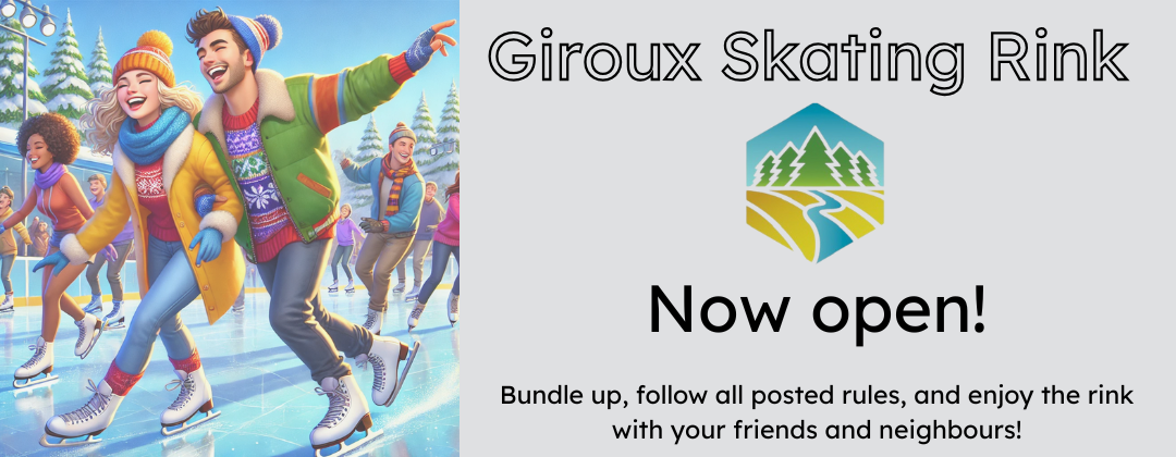 Image of two people happily skating with trees in the background.