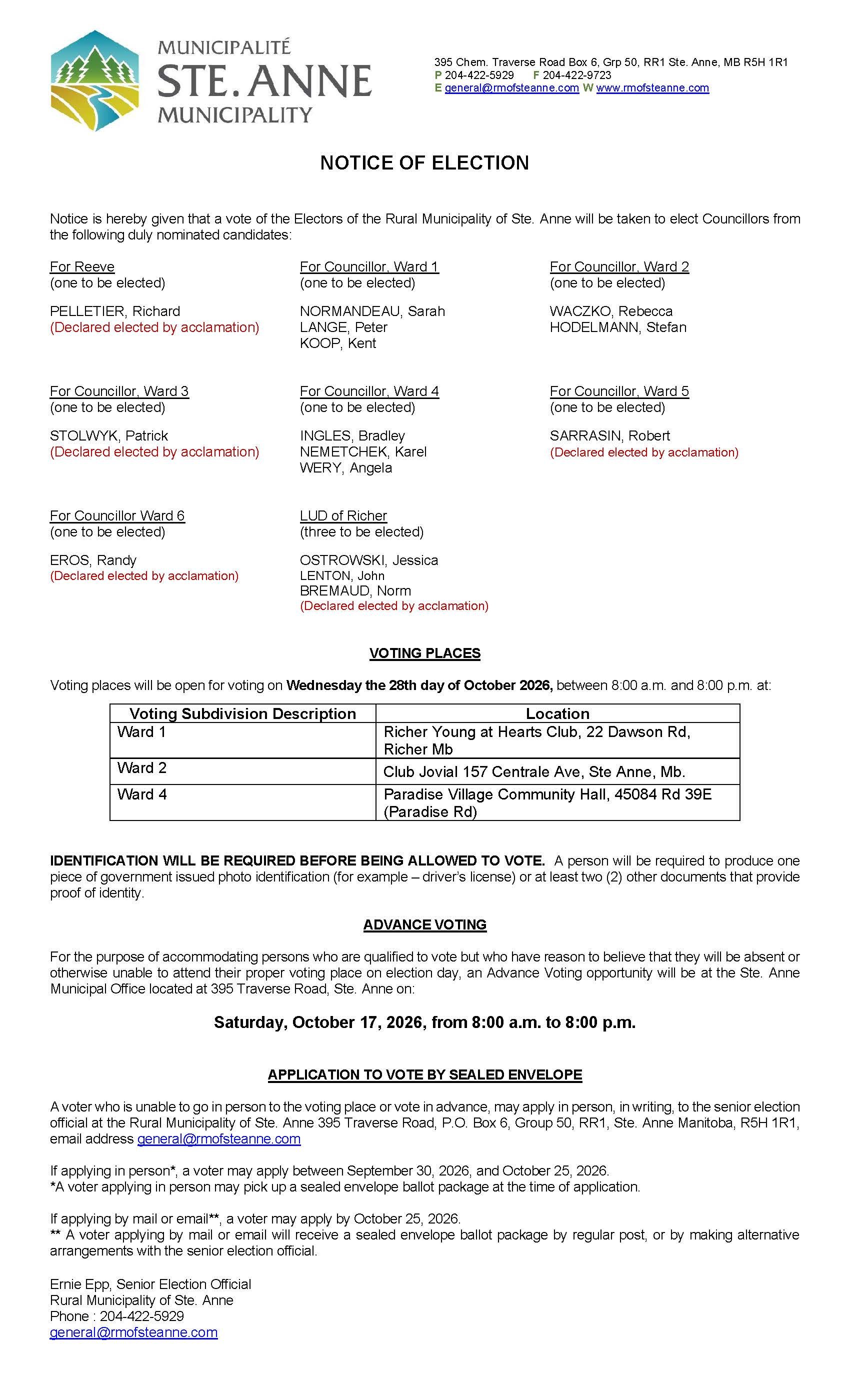 Notice of Elections