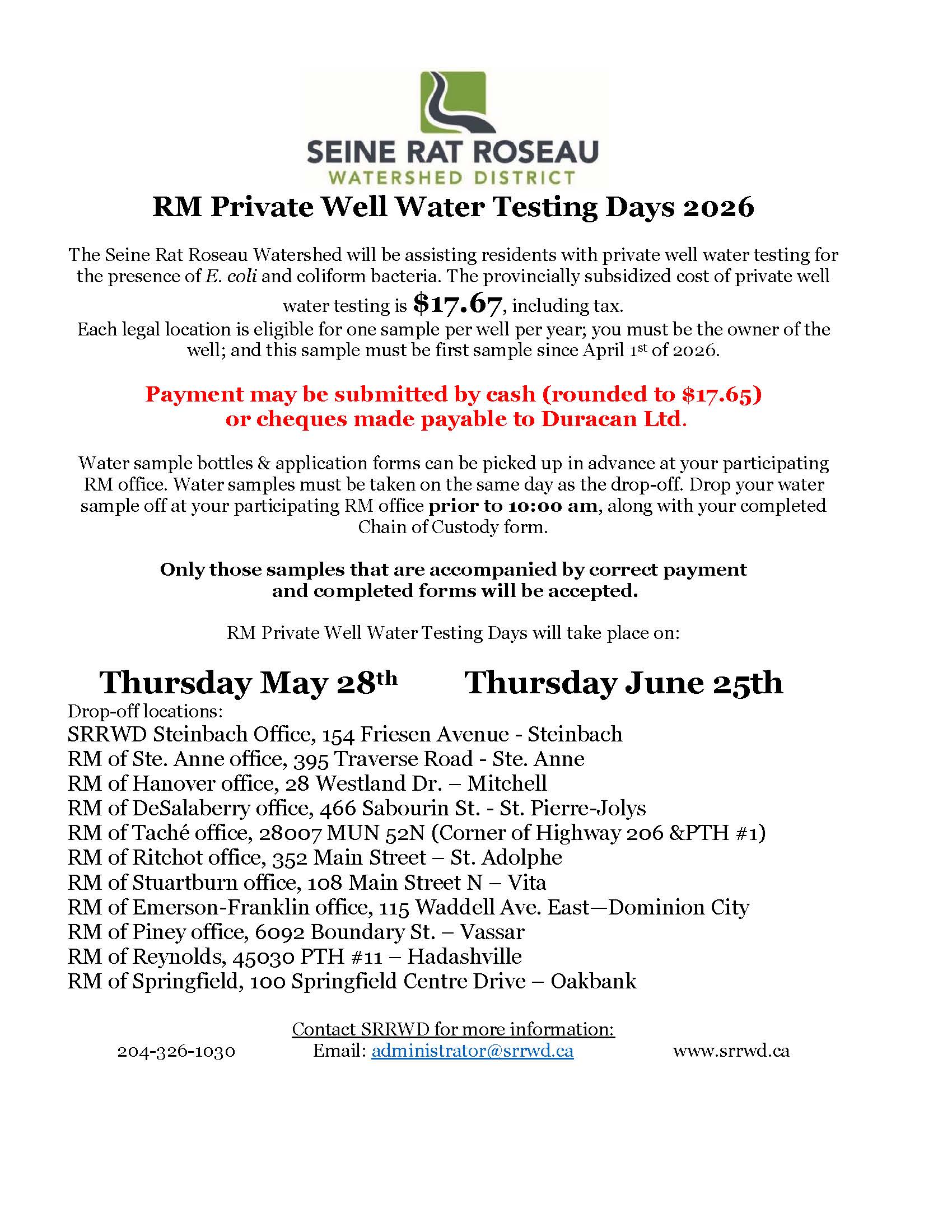 Well Water Testing Days